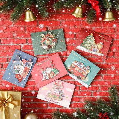 Weihnachtsgrußkarten Klein 3D Goldfolie Kreative Mini-Karten für Feiertagsparty Geschenkanhänger Freunde Blume Festliche Feier