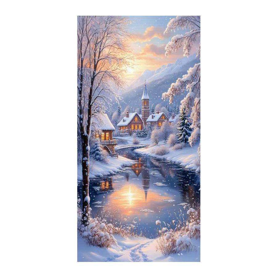 

Snow House Large Size Diamond Painting New Collection Winter Natural Scenery Diy Full Drill Rhinestone Embroidery Mosaic Cross Stitch Kits Square drill 30x60cm