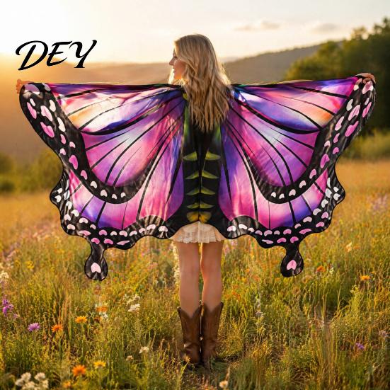 Butterfly Wings Costume Halloween for Women, Adults Fairy Shawl Women Cape Wing Music Festivals, Cosplay Party Theme Photo Prop