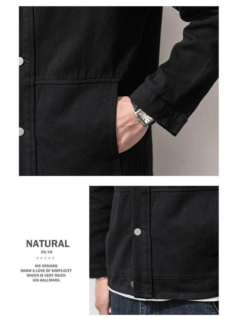 Men's Autumn Denim Jacket - Korean Style Trendy Workwear Streetwear, Casual Loose Fit for Autumn and Spring.
