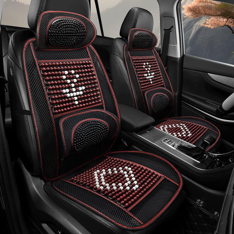 Cool Wooden Beads In Summer, Non-slip, Breathable and Comfortable Touch, Universal Front Seat Cushion for Automobile SUV, Portable Seat Cover