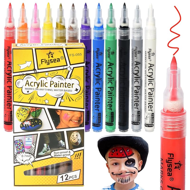 

[2023 New Model] Chisafly face paint marker body paint 12 color set aqueous [High color development Suitable for delicate drawing] face pen maternity