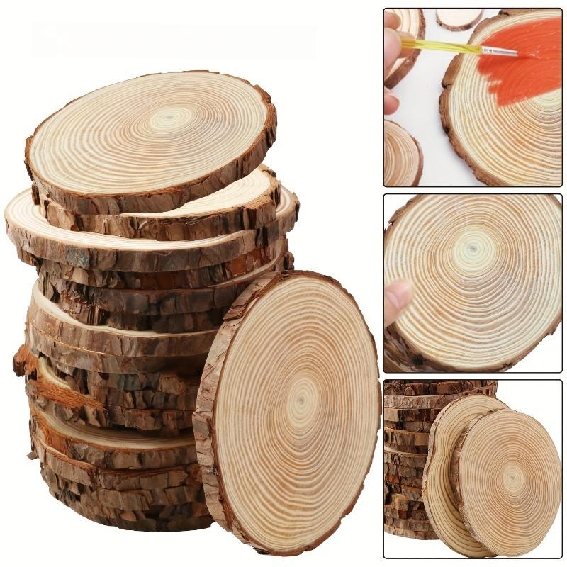 10/15/20pcs 11.94-13.97cm Unfinished Wood Slices for Centerpieces Round Wood Trays with Bark Wooden Cookie Rings Craft Christmas