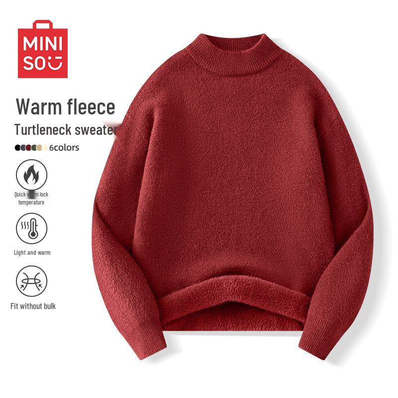MINISO Men's Plush-Lined Turtleneck Sweater