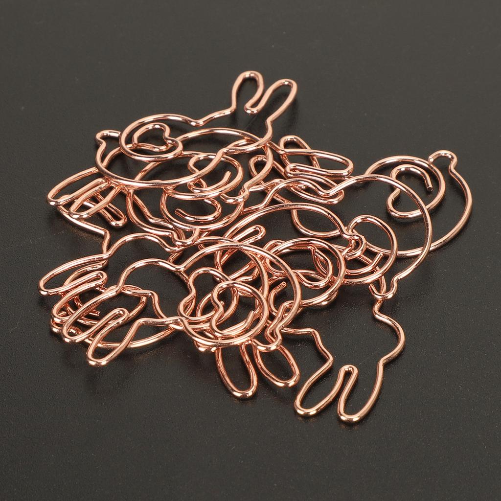 20Pcs Paper Clip Gold Rabbit Shape Animal SpecialShaped Office Document Cute Pin