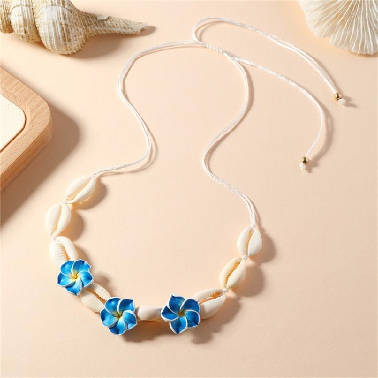 Handmade Ceramic Floral Shell Necklace Intricate Petal Designs Everyday Jewelry Accessory