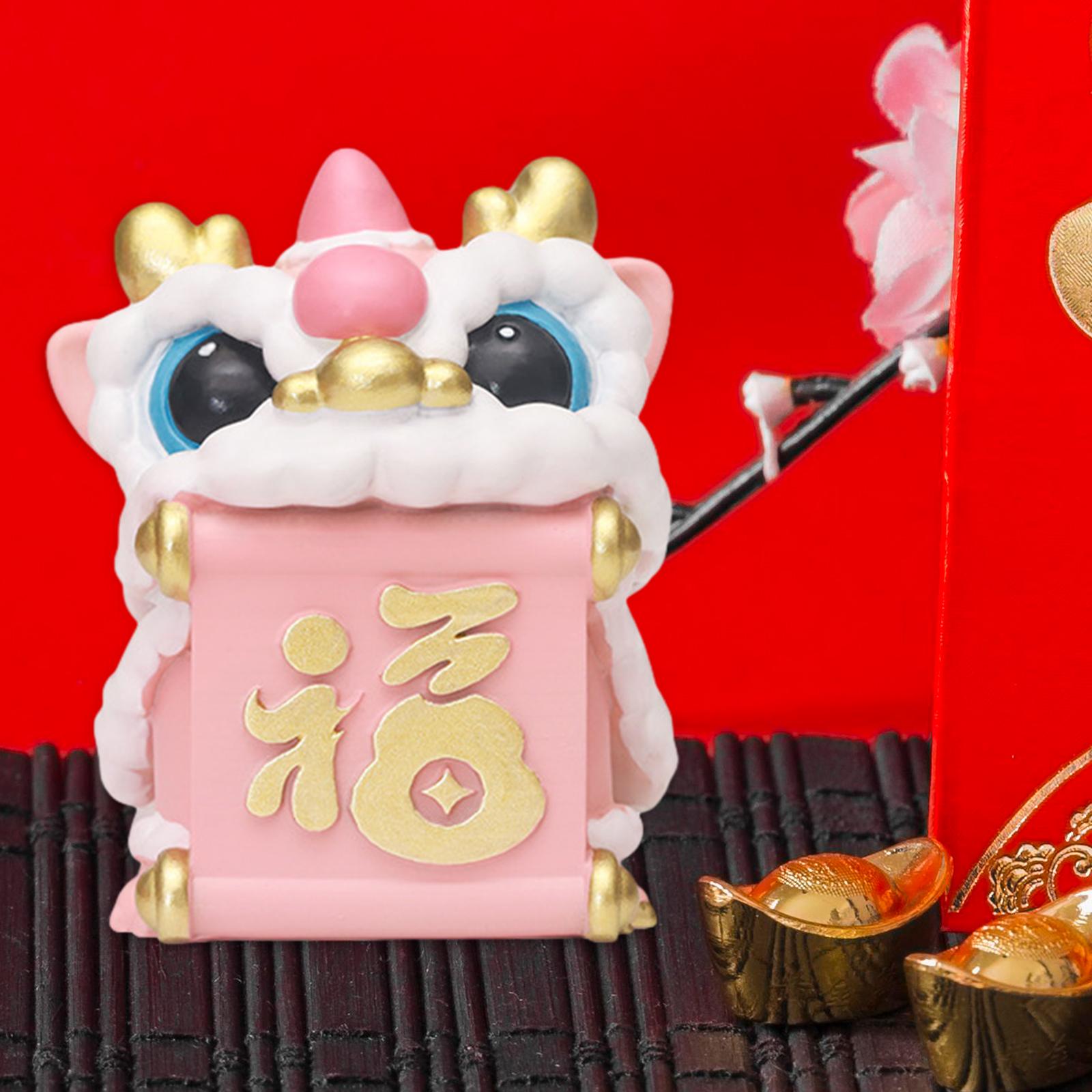 

New Year Decoration 2025 Desktop Sculpture Chinese Style Gift Figurine Wake Lion Ornament for Housewarming Office Living Room