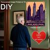 Vintage Philadelphia Skyline Metal Tin Wall Art, Indoor Outdoor Flat Plaque, Cafe Bar Office Gift