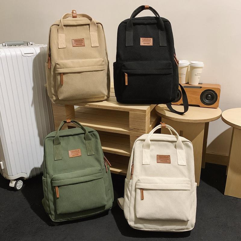 Corduroy Women Backpack Schoolbag Schoolgirl Travel Backpack