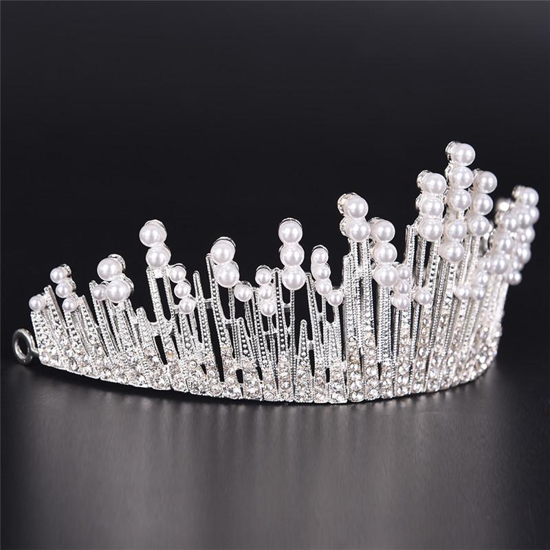 Pearl Crystal Tiara Rhinestone Hair Accessories Crown Wedding Bridal Headband
