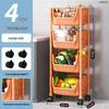 Multi-layer Kitchen Storage Rack: Multi-functional Vegetable, Fruit, and Snack Basket Trolley.