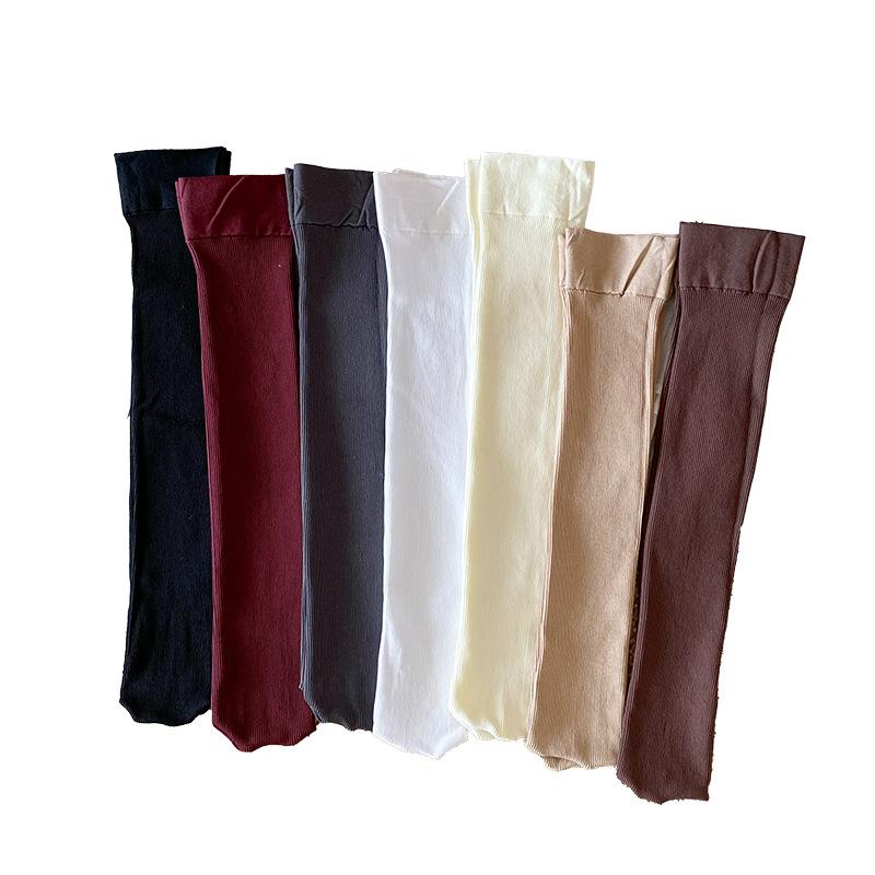 Women's Spring and Autumn Solid Color Long Stockings for Slimming, Retro Ankela Red Solid Color Knee-length Slimming Legs