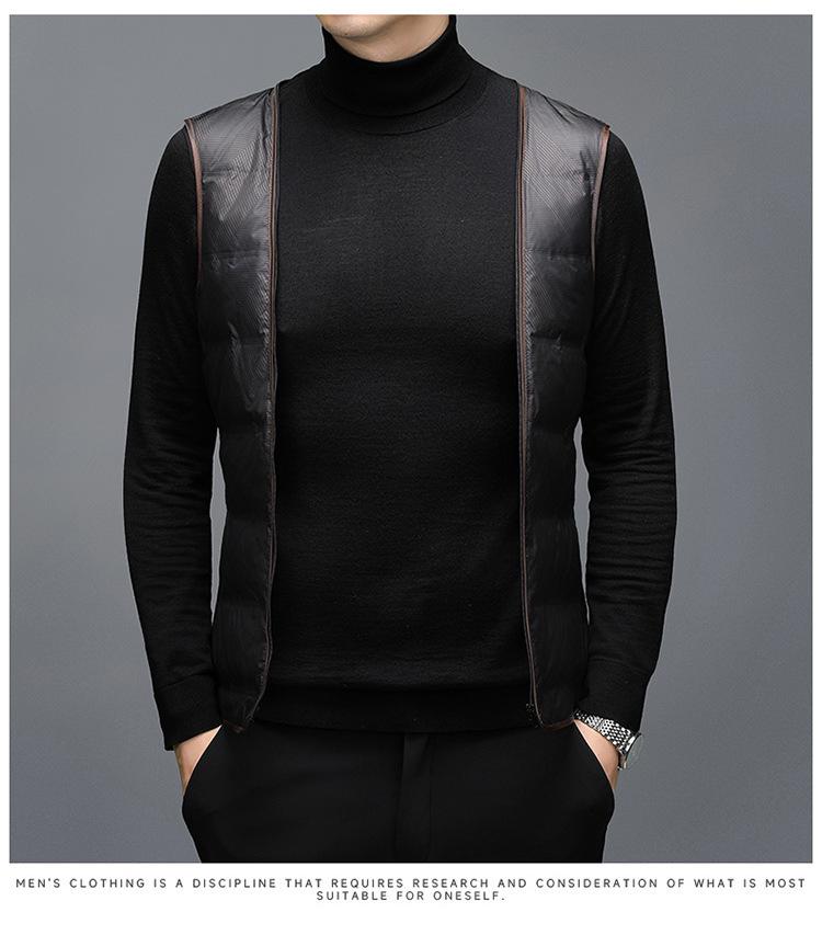 Herren Mittellanger High-End Kaschmirmantel mit abnehmbarem Daunenfutter und Anzugkragen für Herbst/Winter.