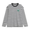 Striped Round Neck Casual Long Sleeve Drop Shoulder T-Shirt Women Tops Black AHSU716-1