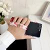 Embossed Watercolor Flower Samsung Z Flip6/5/7 Case with Anti-Lost Wrist Strap