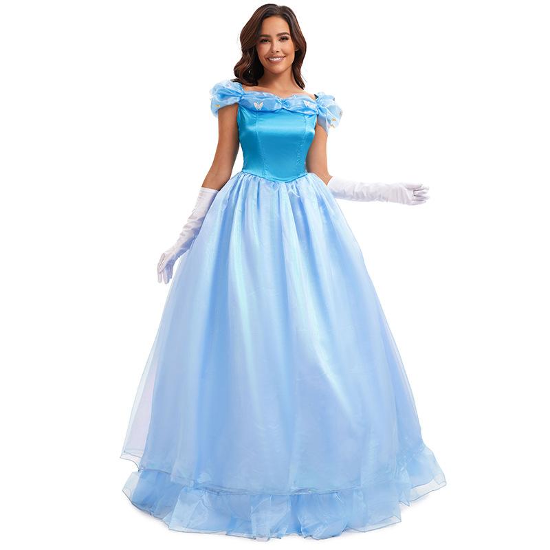 Halloween Volwassen Assepoester Prinses Assepoester Jurk Sprookje Cosplay Podium Jurk Jurk Jurk