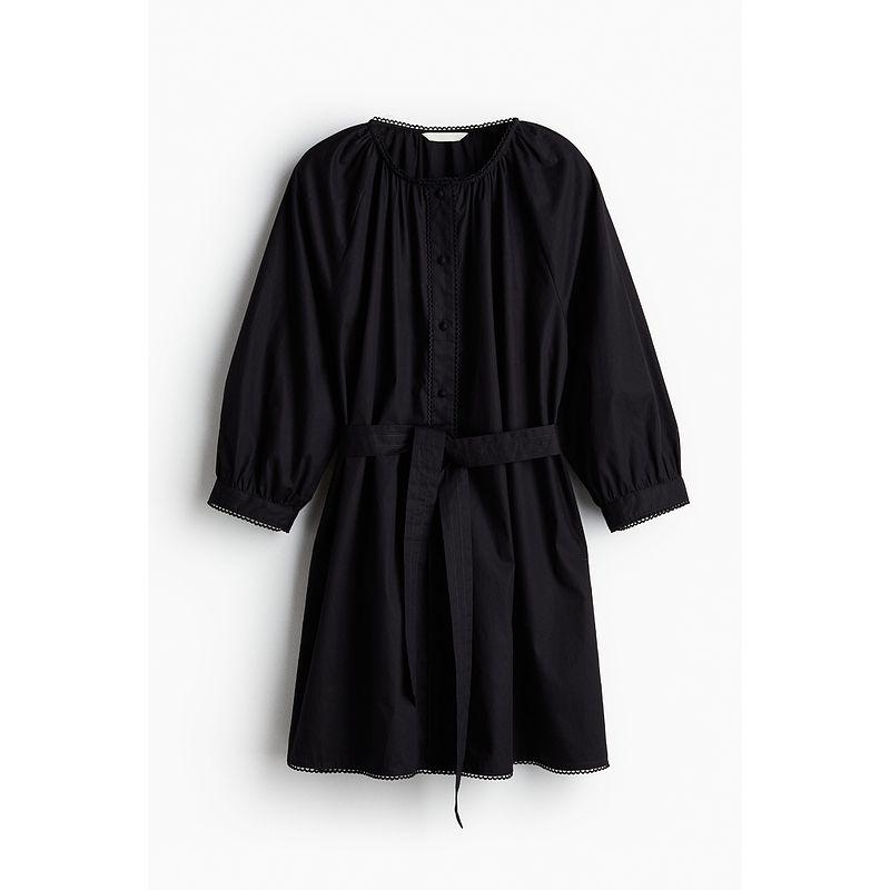 

HM Women s Dress Fall 2025 New Design Sense Small Annulet Trim Dress 1271255 Black 155/80