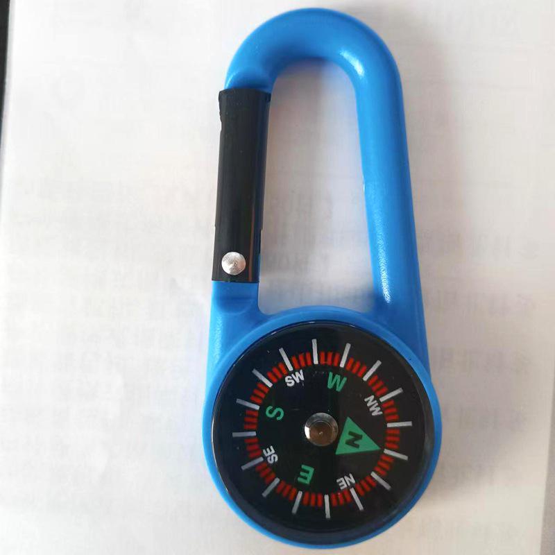 

Портативный многофункциональный компас для походов с карабином светло-синий