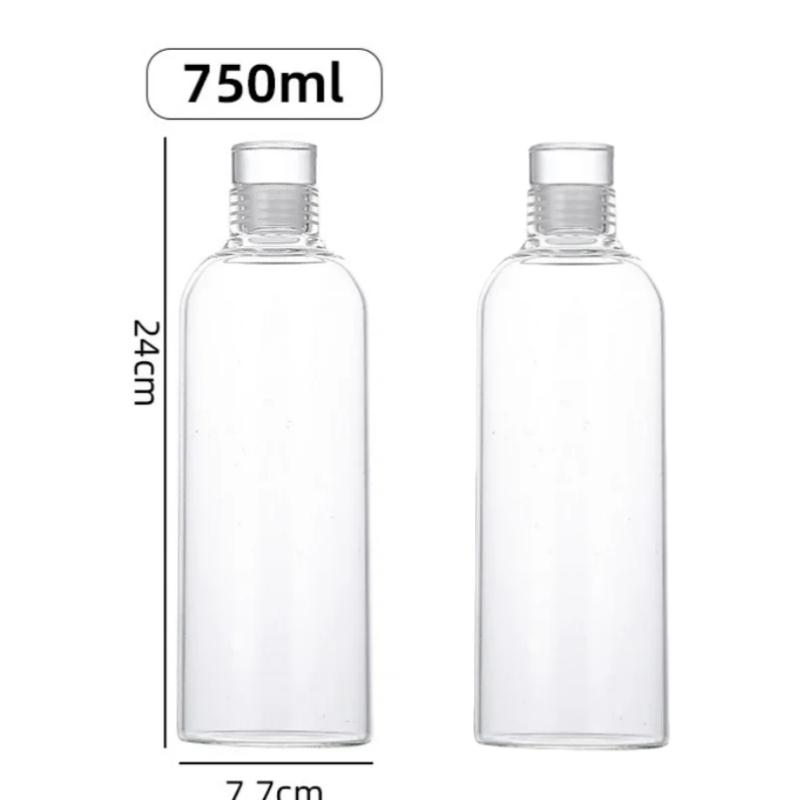 2Pcs Borosilicate Transparent Glass Cup No Scale Portable Leak-Proof Water Bottle, for Coffee, Juice, Milk, Tea, Other Beverages
