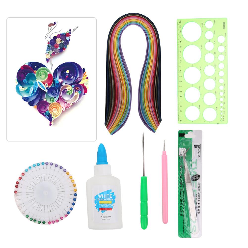 Popieriaus vėlimo įrankių pradedančiųjų rinkinys 36 spalvų juostelės vėlimo rašiklis perliniai smeigtukai „pasidaryk pats“ popieriaus amatas