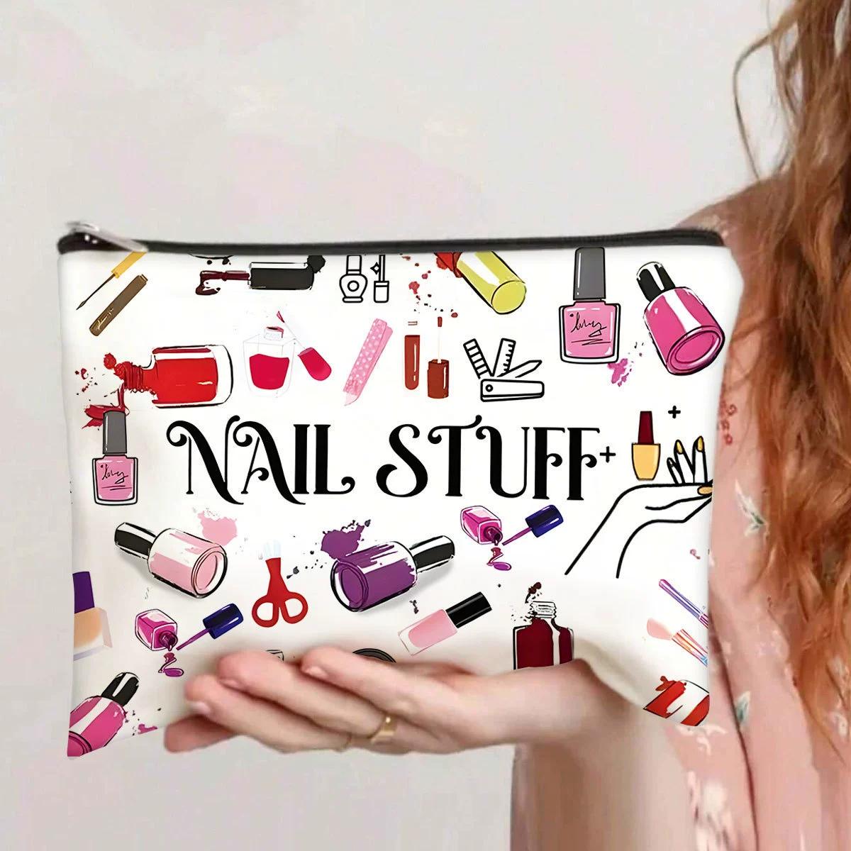 

Nail Tool Storage Bag Travel Supplies Cosmetic Bag Ideal Packaging Bag for Nail Art Bridesmaids and Gifts 15X21cm