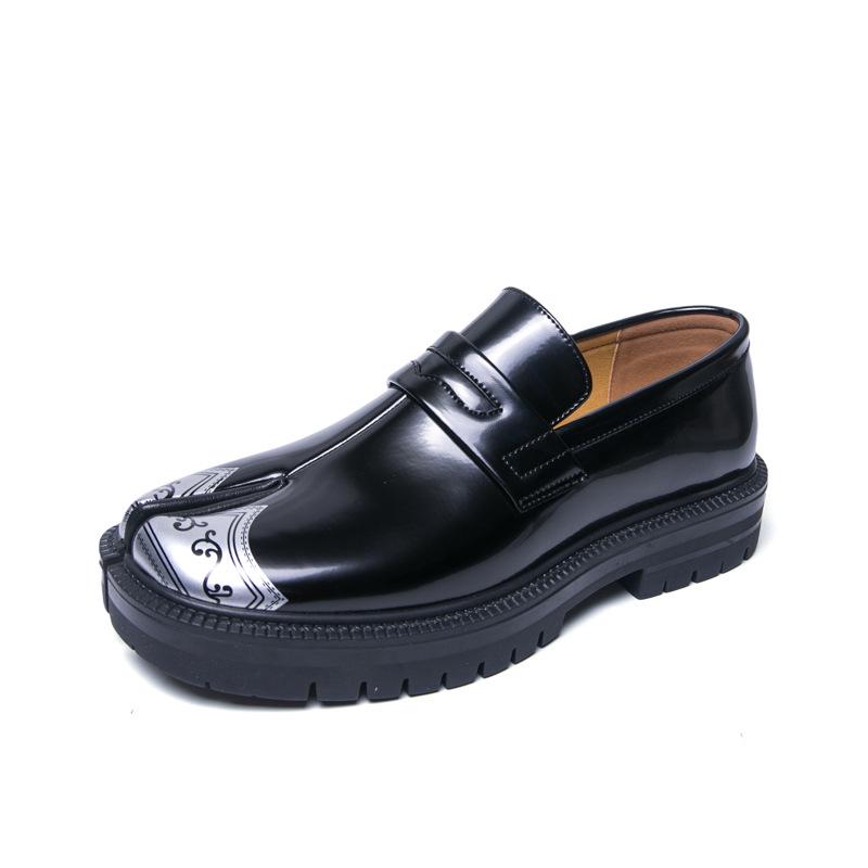 Men s Large Size Retro Leather Split-Toe Loafers - Formal & Casual Fashion Shoes 39