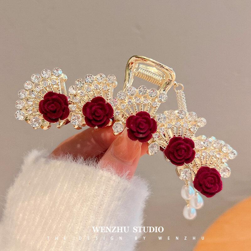 

Заколка для волос со сливовым бантом, красная роза, зажим в форме акулы, зажим для волос, аксессуары для волос, высококачественная заколка в виде акулы, зажим для волос, головной убор