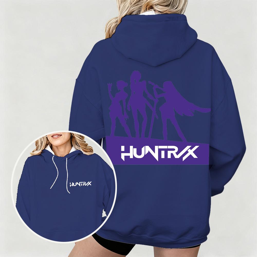 Women's KPop Demon Hunters Hoodie with HUNTRX Group Silhouette Prints Cozy for Autumn Winter Casual Outfits for Fan Collection