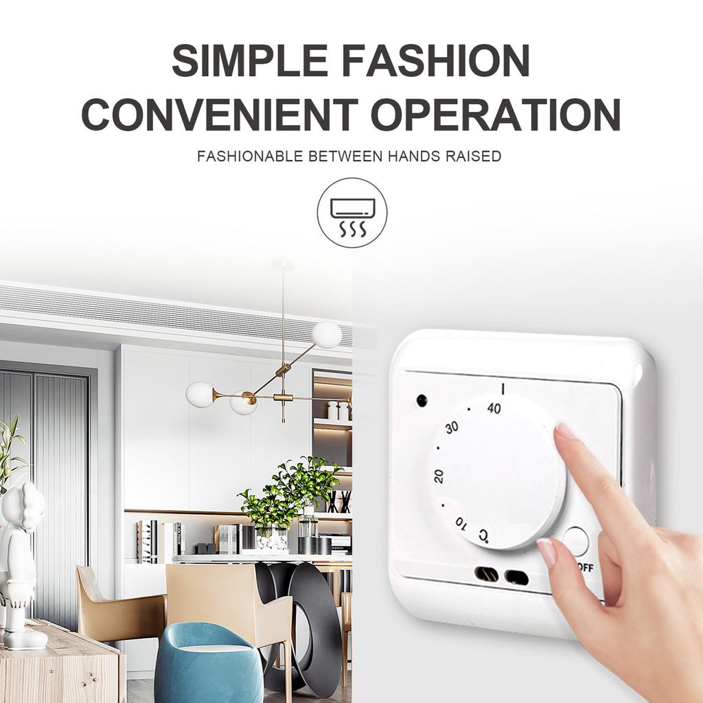 230V Mechanical Non-Programmable Manual Thermostat Room Temperature Controller Floor Heating Thermostats with Anti-froze Function 5-40℃