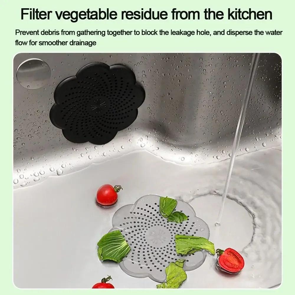 3pcs/set Flower Shape Mesh Sink Strainer Anti-blocking Hair Clean Up Waste Catcher Floor Drain Cover Kitchen Bathroom Accessory
