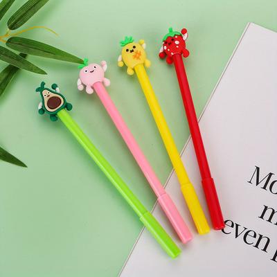 Back To School Season 10pcs 0.5mm Creative Fruit Expression Neutral Pen Black Student Exam Water Pen Prize Gift Cartoon Pen