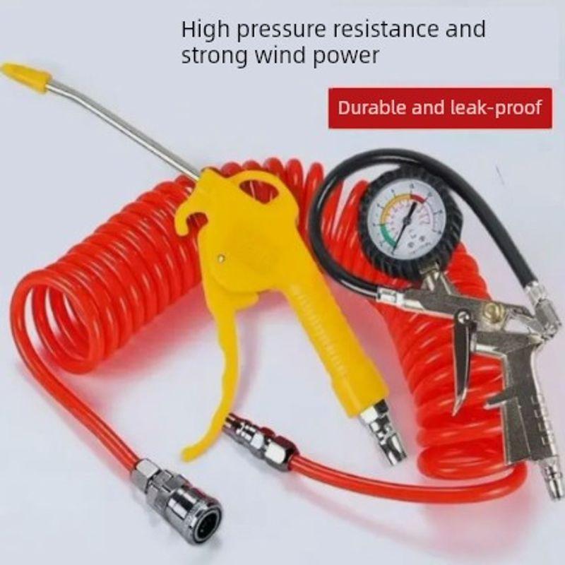 

Car Air Pump Portable Wireless Lithium Battery High-Pressure Inflator for Car and Bicycle Tires with Air Hose Accessories 5m Tube + Inflatable Belt Meter + Air Blow
