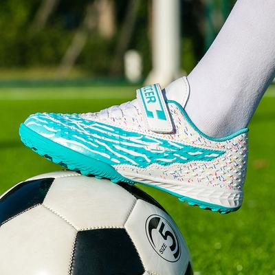 New Football Shoes Men and Women Children Velcro TF Broken Nails Young Students Grass Flat Training Shoes