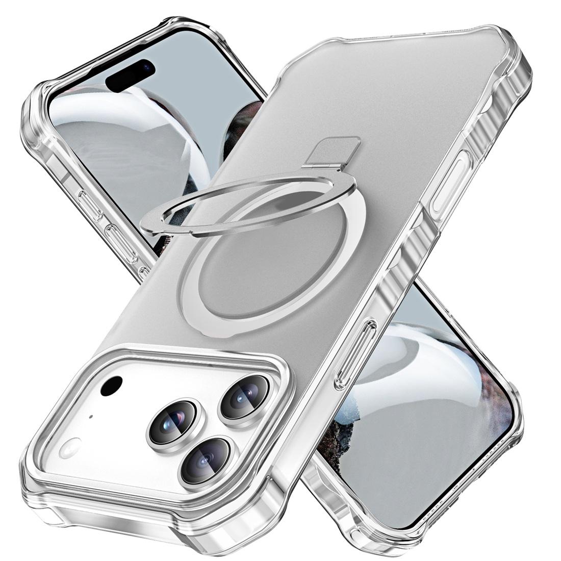 

For iPhone 17 Pro Crystal Clear Phone Case,Compatible with MagSafe Slim Shockproof Stand Transparent Cover For iPhone 17 Pro Max PC TPU&just case&iPhone17 Pro Max