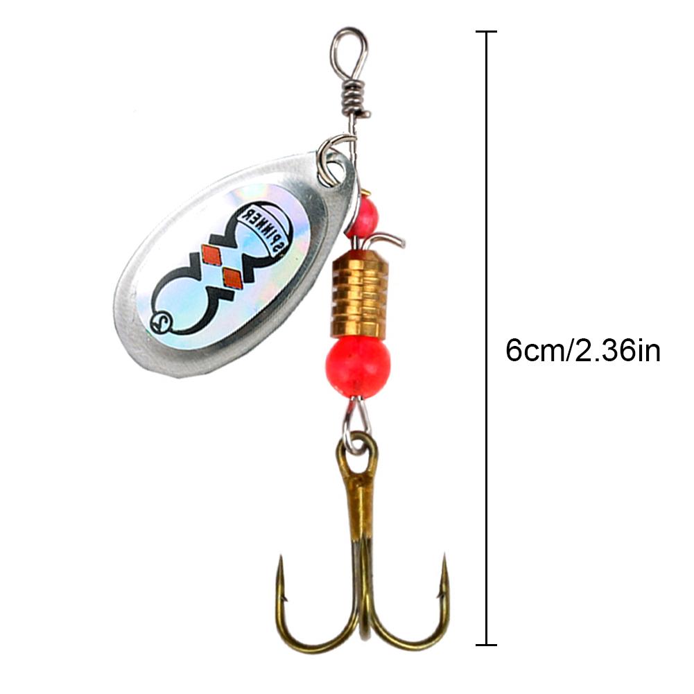 10Pcs Spinner Bait Fishing Spoon Lure 360 Degree Rotating Sequins Bait 6cm Treble Hooks Wobblers for Freshwater Seawater