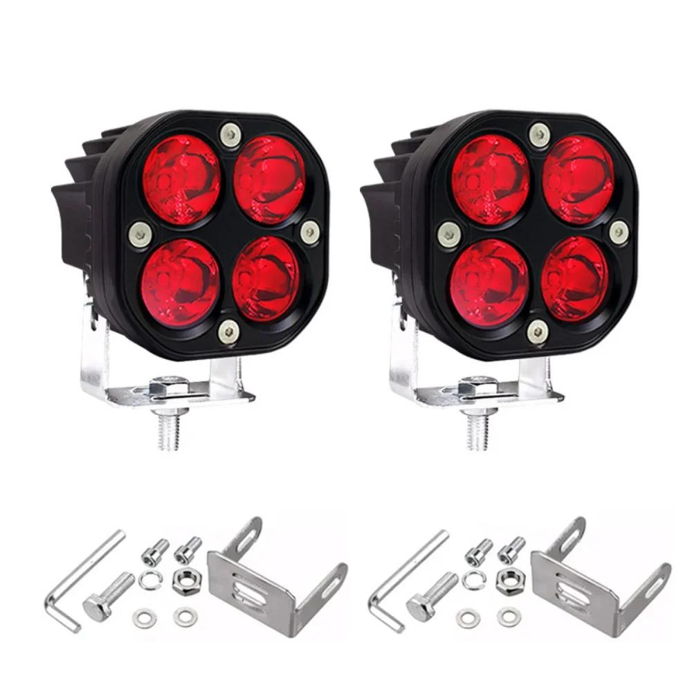 3-Inch 40W Car Motorcycle LED Spotlight Off-Road High Beam Front Bumper Auxiliary Green Red Blue Fog Light Spotlight Work Light 2pcs Red