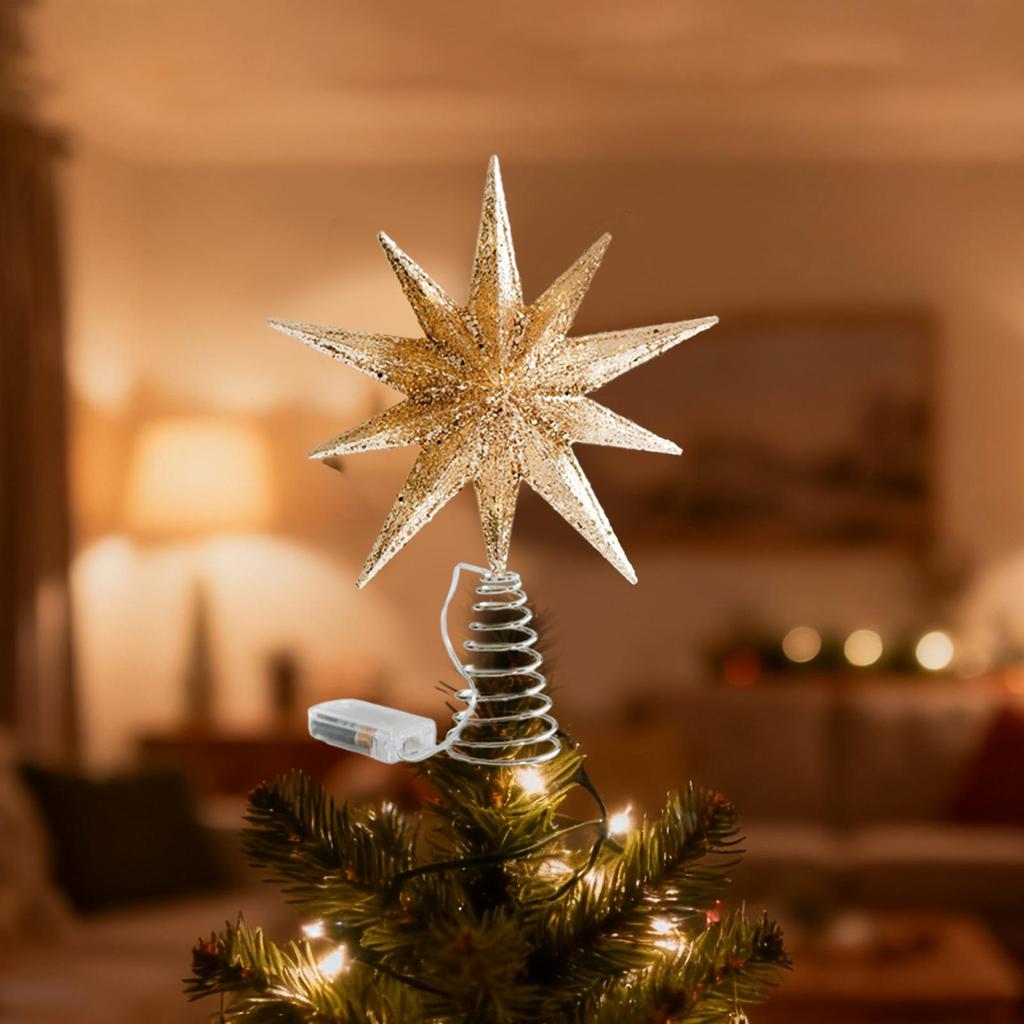 Christmas Tree Topper Winter Holiday Treetop Decorations Christmas Glitter Star Ornament Treetop Decoration For Office Indoor