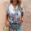 V-Ausschnitt Damen T-Shirt mit floralem Druck Damenbekleidung Kurzarm T-Shirts
