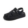 Woven bag head sandals women's 2025 summer new flat-bottomed retro buckle women's outer wear casual hollow Roman sandals