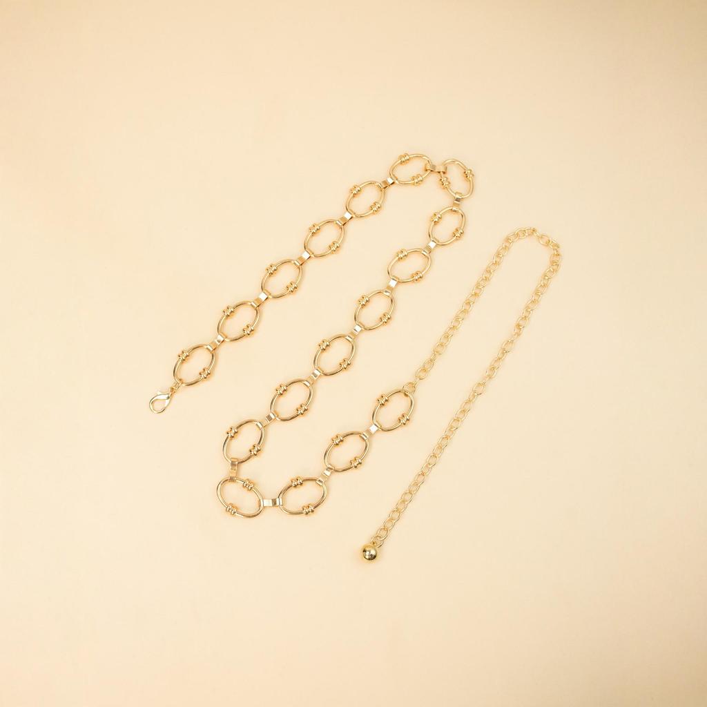 Metal Waist Chain: Geometric Circle Design for Women - European & American Style Accessory