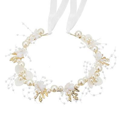 YFFSFDC Flower Crown with Pearl and Crystal Beads, Cute Hair Ornament, Hair Accessory, Headband, Children's Headpiece, for Weddings, Photo Shoots,