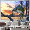Largemouth Bass Fishing Sunset Lake Wall Tapestry Machine Washable All Season Decor Art Print Nature Wildlife Design Home