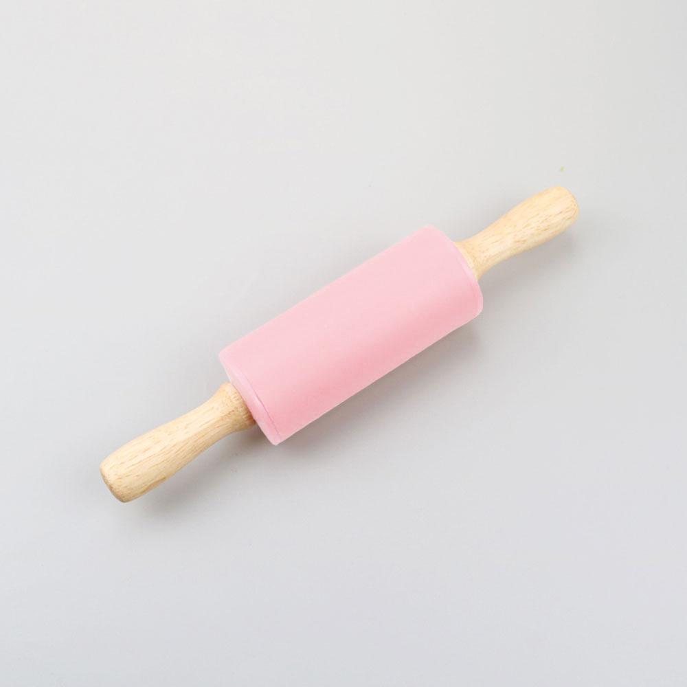 Silicone world Non-Stick Silicone Rolling Pin Wooden Handle Fondant DIY Pastry Dough Flour Roller Kitchen Baking Cooking Tools