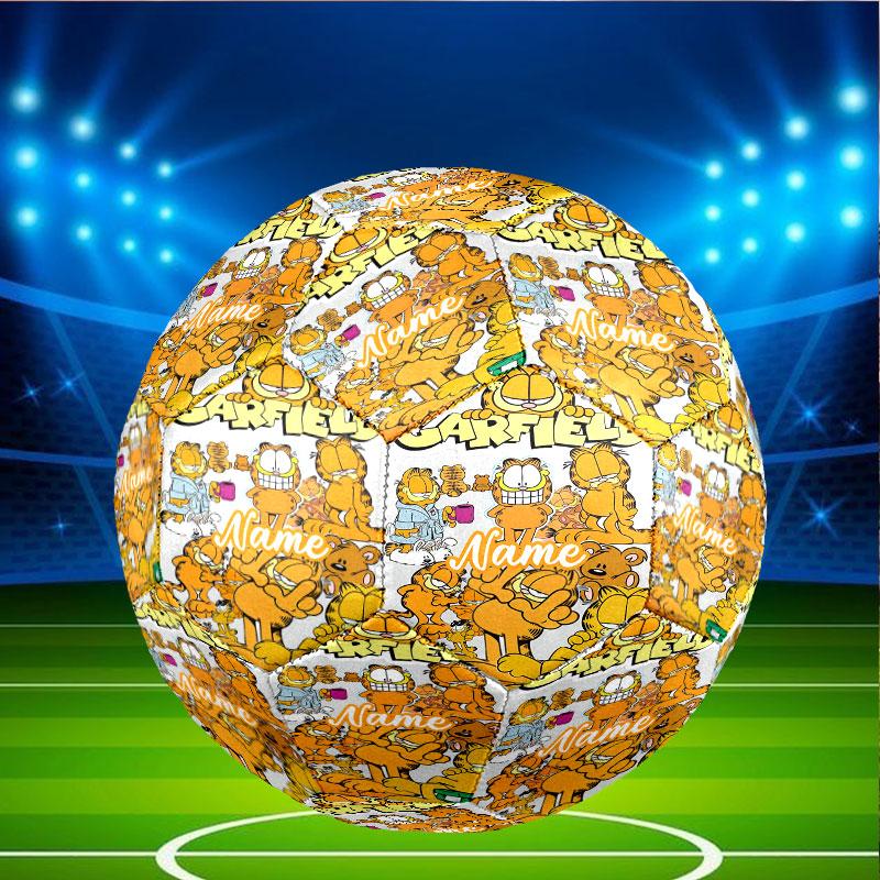Custom Name Personalized Garfield Print Size 5 Soccer Ball Training & Match Football, for Team, Kicking, Gift for Football Enthusiasts