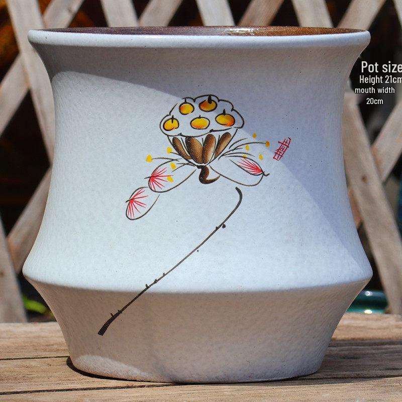 Large Handmade Coarse Pottery Ceramic Flower Pot for Outdoor Courtyard and Home, Ideal for Bougainvillea and Large Succulents