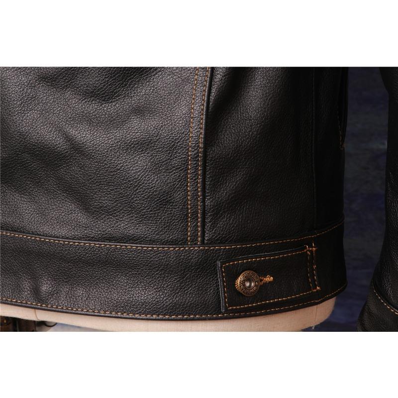 Chinese Size Classic 507 Men Leather Jacket Genuine Cowhide Slim Short Spring Autumn