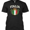 Italia Heritage T-Shirt Italian Flag Shield Graphic Tee Unisex Casual Top