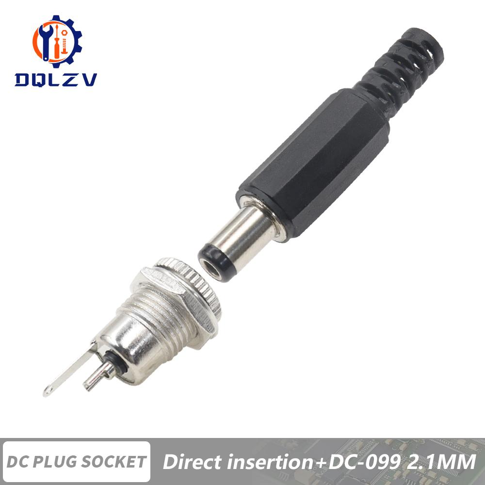 5.5*2.5mm DC Power Supply Male Plug Connector 5.5x2.1mm Female Metal Panel Mount Socket Jack DC Connectors Terminal Adapter
