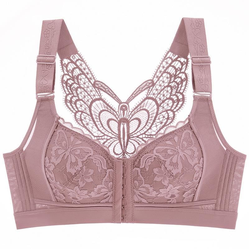 Front Buckle Seamless Underwear Thin Section Women's Big Breasts Small Beautiful Back Adjustable Large Size Bra Gather and Close The Breast Bra