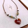 Bohemian Heart Pendant Necklace Vintage Ethnic Style Versatile Jewelry Women High-End